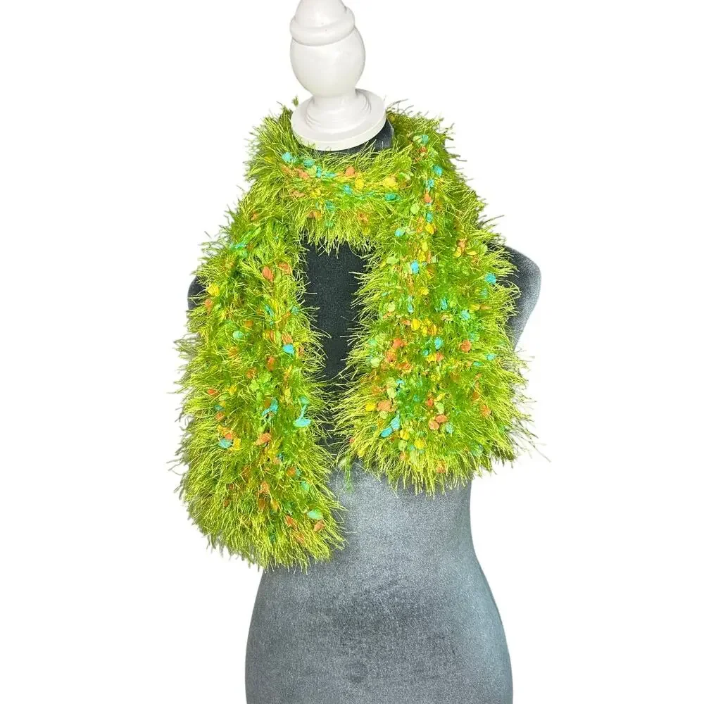 Vintage 90s Y2K Green Grass Vibrant Neck Scarf- Lime Green